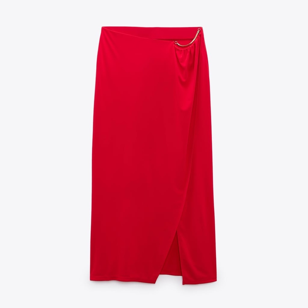 ZARA. Draped midi skirt